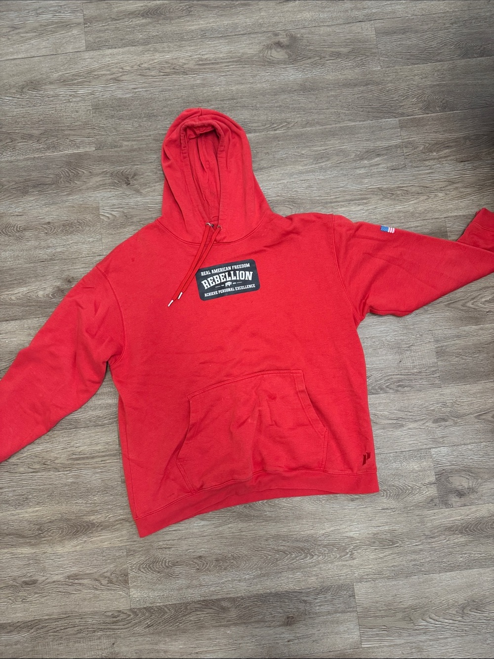 Rebellion Men's Red Pullover Hoodie with Chest Patch